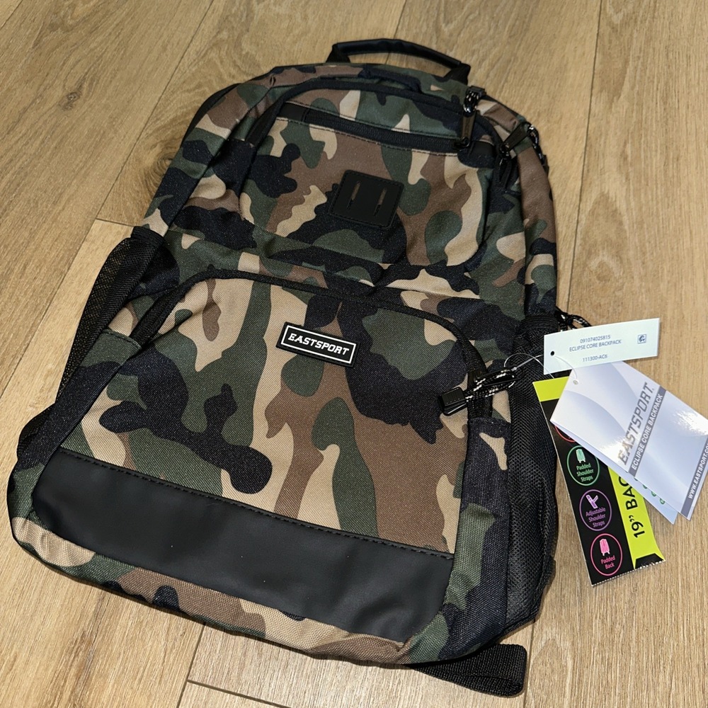 Eastsport Unisex Eclipse 19" Core Backpack, Army Camo School Travel‎ NEW